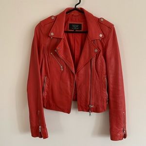 Zara red leather jacket